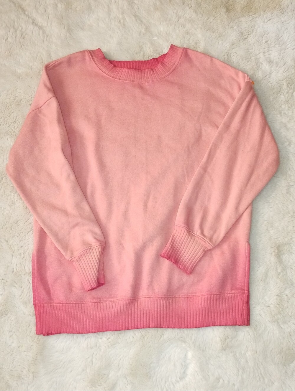 SO Pink Ombre Scoop Crewneck Sweater